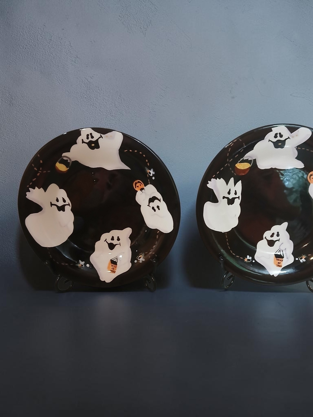 Halloween Ghost Plates - Black and White